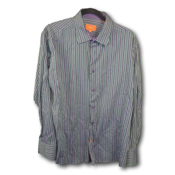 Mens TALLIA Striped Button Down Shirt Size: L 16.5 - Picture 1 of 3